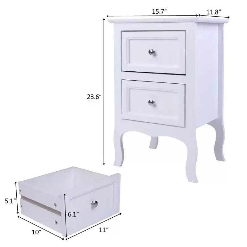 Tables de chevet 2 tiroirs en MDF blanc de 40 cm (15,75 po) de large