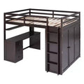 Lit mezzanine pleine grandeur avec 3 tiroirs de rangement, bureau et armoire