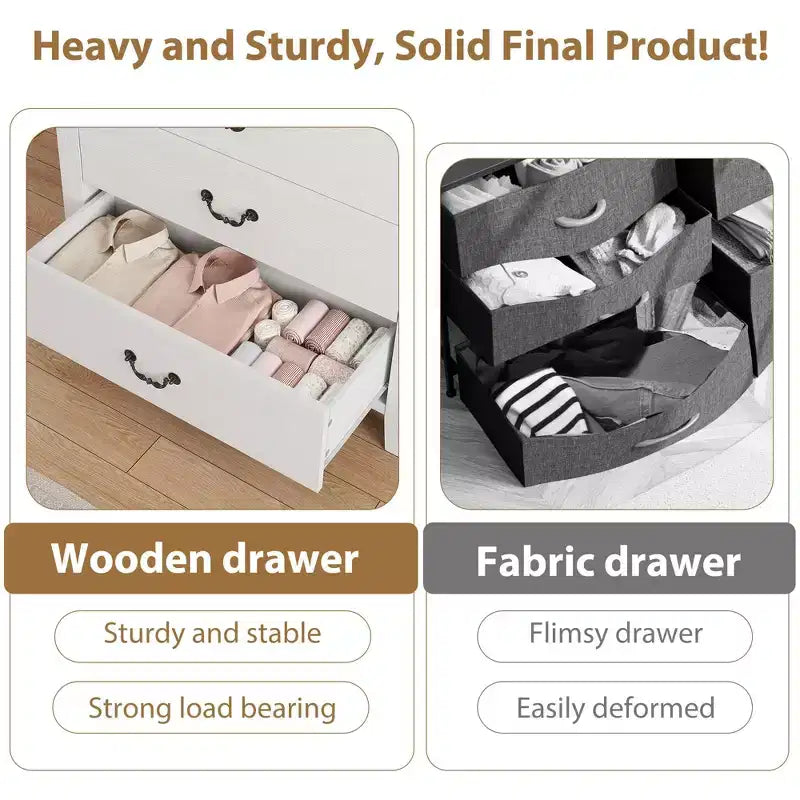 Commode de ferme à 5 tiroirs pour chambre, commode haute de 114,8 cm, tiroir vertical avec rangement autoportant, coffre de rangement en bois pour chambre