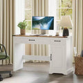 47 Executive Desk with Drawers and Storage Cabinet, Farmhouse Home Office Desk, Rustic Computer Writing Desks, for Study and Work