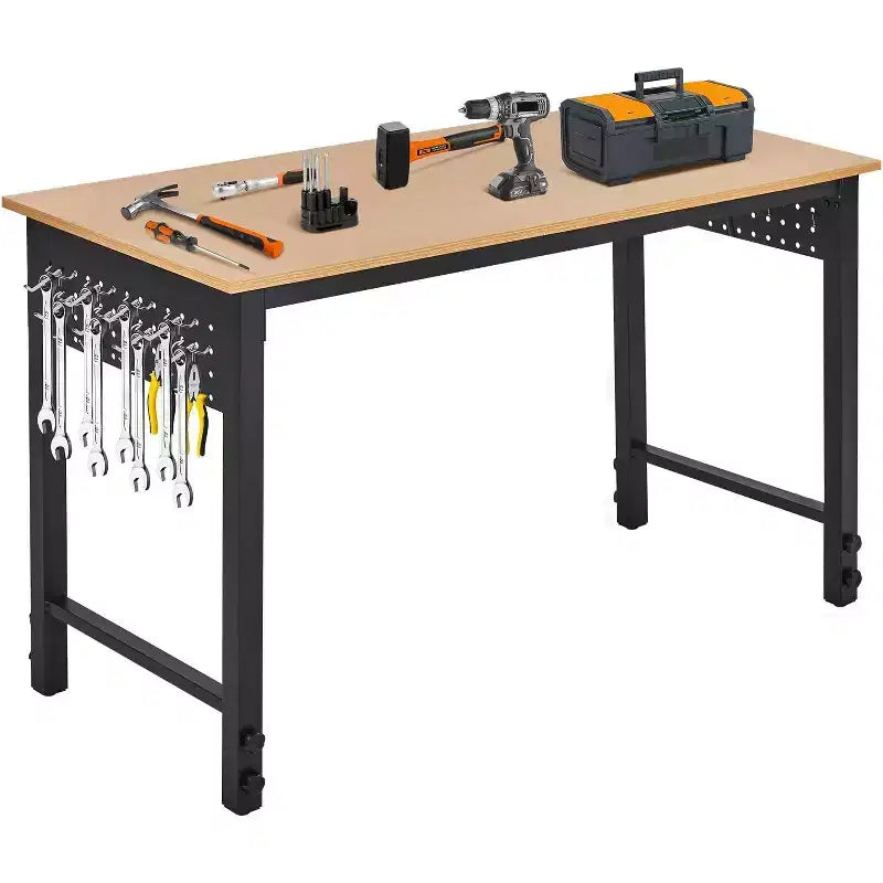 2000LB Heavy-Duty &amp; 47 Adjustable Garage Workbench with Locking Casters - Portable Workbench with 20 Hooks