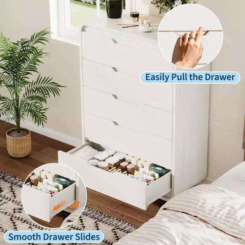 Commode à 5 tiroirs pour chambre à coucher, commode moderne haute de 48 pouces en bois avec grand espace de rangement en bois, commode pour salon, couloir