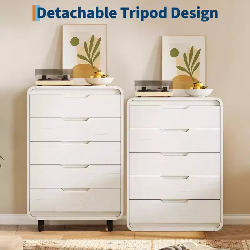 Commode à 5 tiroirs pour chambre à coucher, commode moderne haute de 48 pouces en bois avec grand espace de rangement en bois, commode pour salon, couloir
