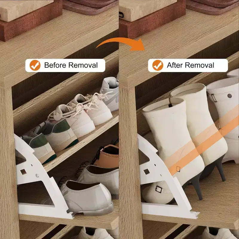 Meuble à chaussures avec 4 tiroirs basculants, meuble à chaussures en bois cannelé caché avec étagère réglable, meuble de rangement de chaussures autoportant pour entrée ou couloir