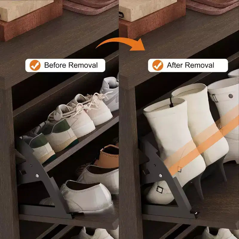Meuble à chaussures avec 4 tiroirs basculants, meuble à chaussures en bois cannelé caché avec étagère réglable, meuble de rangement de chaussures autoportant pour entrée ou couloir