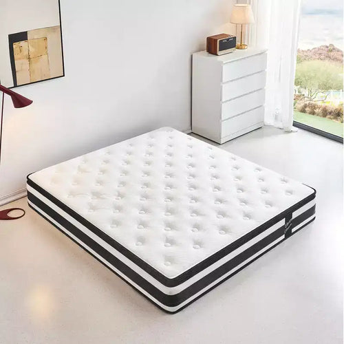 Twin XL 12 Inch Hybrid Mattress, Breathable Cool Oeko-Tex Certified Cover, Memory Foam &amp; Individual Pocket Springs, Medium Firm Support