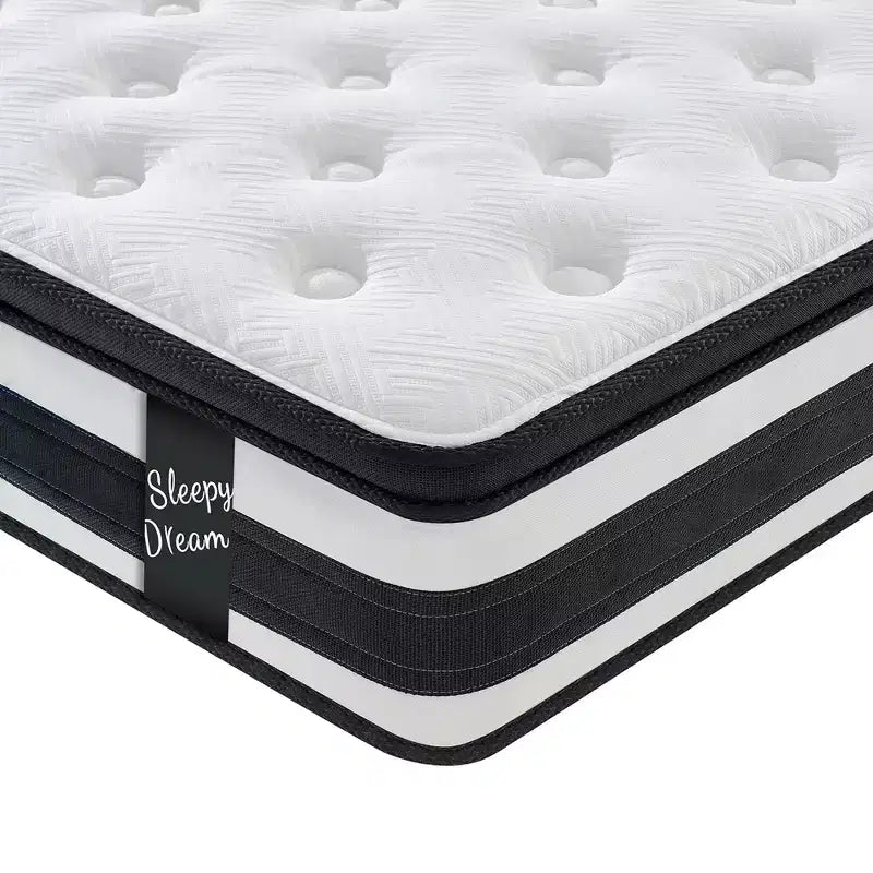 Matelas hybride de 30 cm, Housse respirante et certifiée fraîcheur, Mousse à mémoire de forme et ressorts ensachés individuellement, Soutien mi-ferme