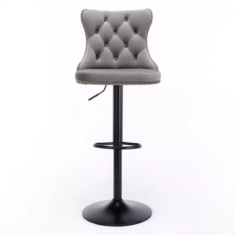 2 tabourets de bar pivotants en velours, hauteur réglable, dossier capitonné, rembourrage moderne pour cuisine, pub, salle à manger