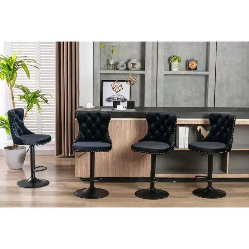 2 tabourets de bar pivotants en velours, hauteur réglable, dossier capitonné, rembourrage moderne pour cuisine, pub, salle à manger