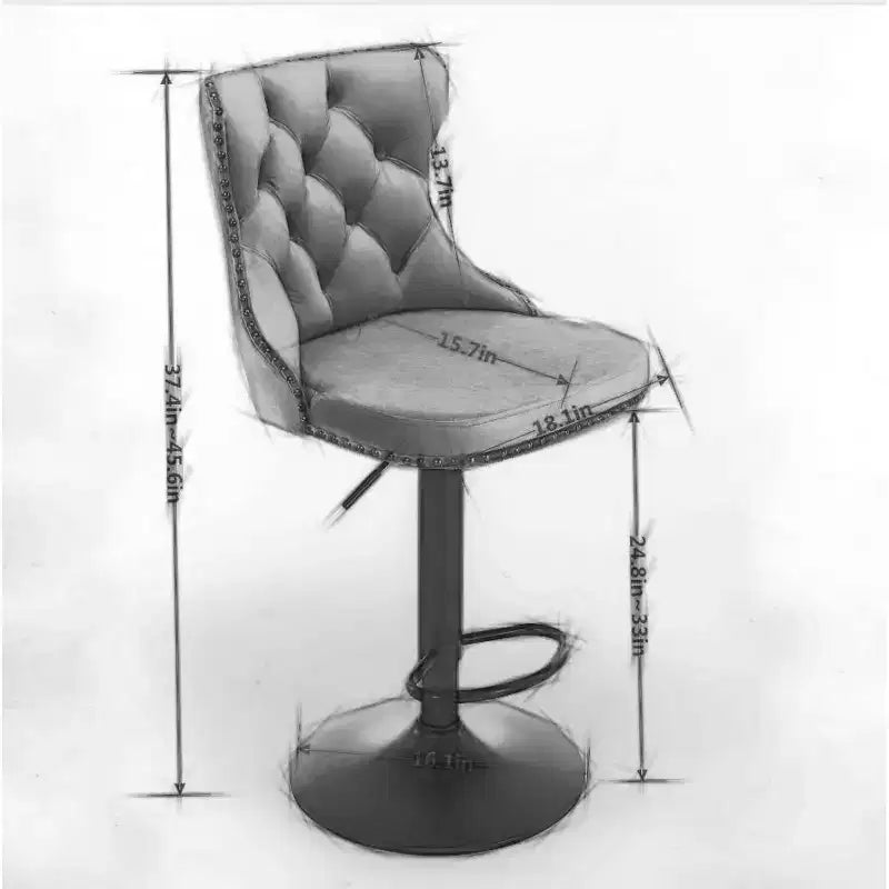 2 tabourets de bar pivotants en velours, hauteur réglable, dossier capitonné, rembourrage moderne pour cuisine, pub, salle à manger