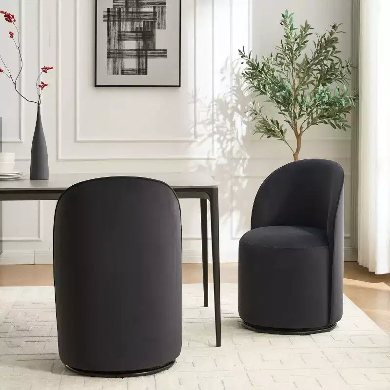 Fauteuil pivotant en velours sans accoudoirs avec dossier rond, chaise de salle à manger moderne, chaise d'appoint pour coiffeuse, chambre, salon, cuisine