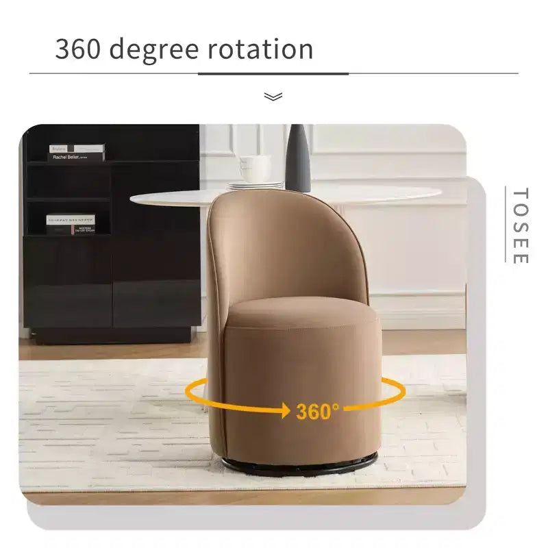 Fauteuil pivotant en velours sans accoudoirs avec dossier rond, chaise de salle à manger moderne, chaise d'appoint pour coiffeuse, chambre, salon, cuisine