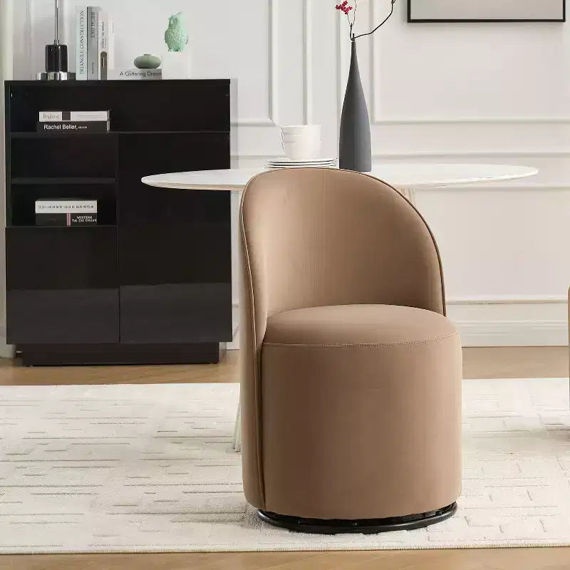 Fauteuil pivotant en velours sans accoudoirs avec dossier rond, chaise de salle à manger moderne, chaise d'appoint pour coiffeuse, chambre, salon, cuisine