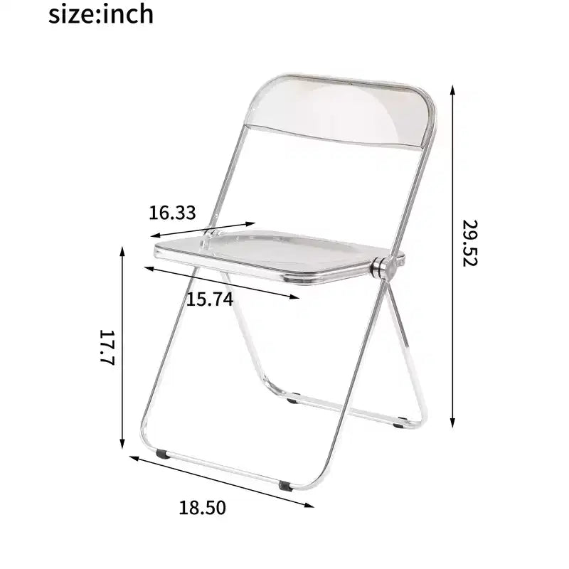 Chaise pliante transparente Ghost, siège en plastique acrylique avec cadre en acier chromé, chaise de salle à manger empilable pour le salon, le camping, la réception