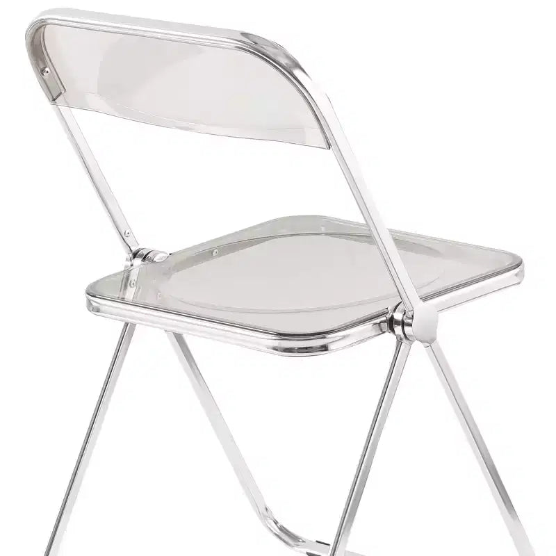 Chaise pliante transparente Ghost, siège en plastique acrylique avec cadre en acier chromé, chaise de salle à manger empilable pour le salon, le camping, la réception