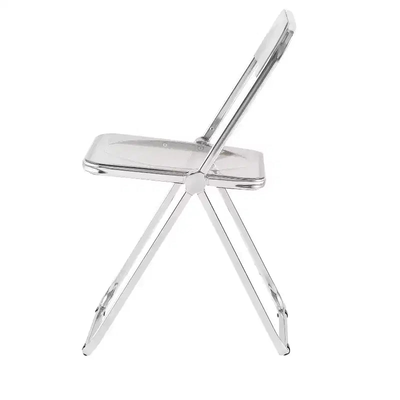 Chaise pliante transparente Ghost, siège en plastique acrylique avec cadre en acier chromé, chaise de salle à manger empilable pour le salon, le camping, la réception