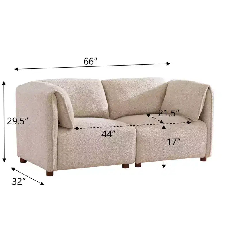 Canapé sectionnel moderne 2 places en tissu bouclé de 168 cm