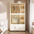 Clihome Portable Wardrobe Closet Storage Organizer,Wardrobe Storage Cabinet,with 9 Magnetic Doors &amp; 9 Cubes