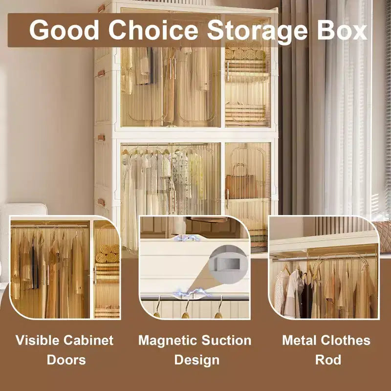 Armoire de rangement portable, Meuble de rangement, avec 9 portes magnétiques et 9 cubes