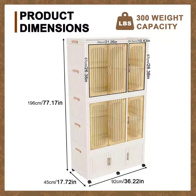 Armoire de rangement portable, Meuble de rangement, avec 9 portes magnétiques et 9 cubes