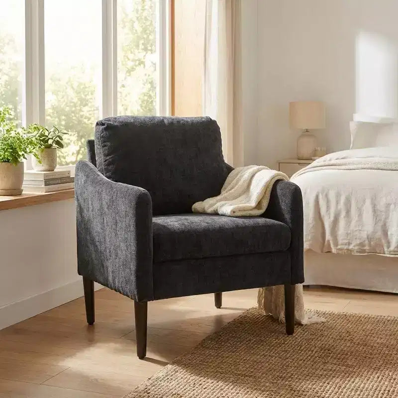 Fauteuil d'appoint moderne du milieu du siècle, fauteuil en tissu chenille avec accoudoirs incurvés, fauteuil de lecture rembourré, fauteuil canapé nuage pour salon, 4 couleurs