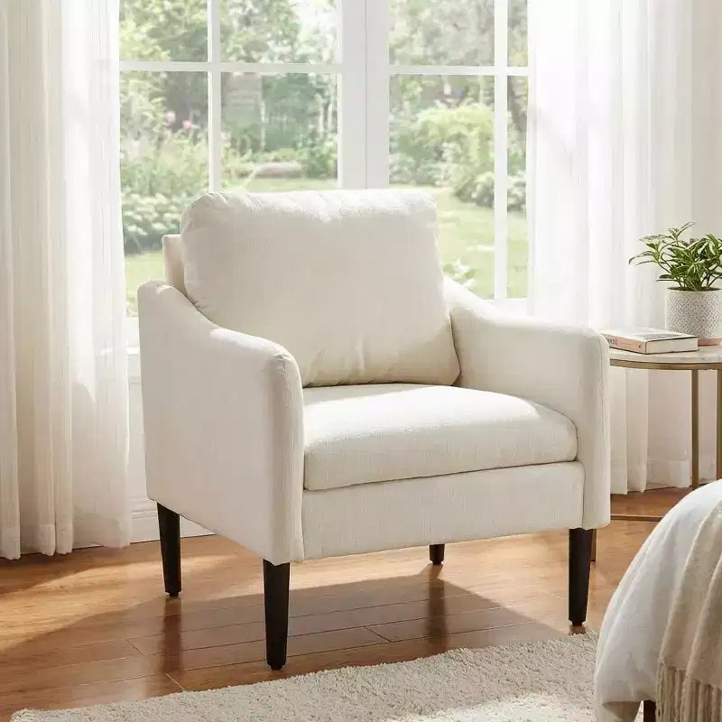 Fauteuil d'appoint moderne du milieu du siècle, fauteuil en tissu chenille avec accoudoirs incurvés, fauteuil de lecture rembourré, fauteuil canapé nuage pour salon, 4 couleurs