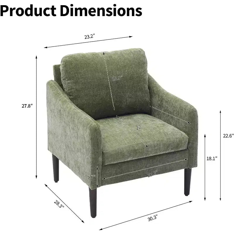 Fauteuil d'appoint moderne du milieu du siècle, fauteuil en tissu chenille avec accoudoirs incurvés, fauteuil de lecture rembourré, fauteuil canapé nuage pour salon, 4 couleurs