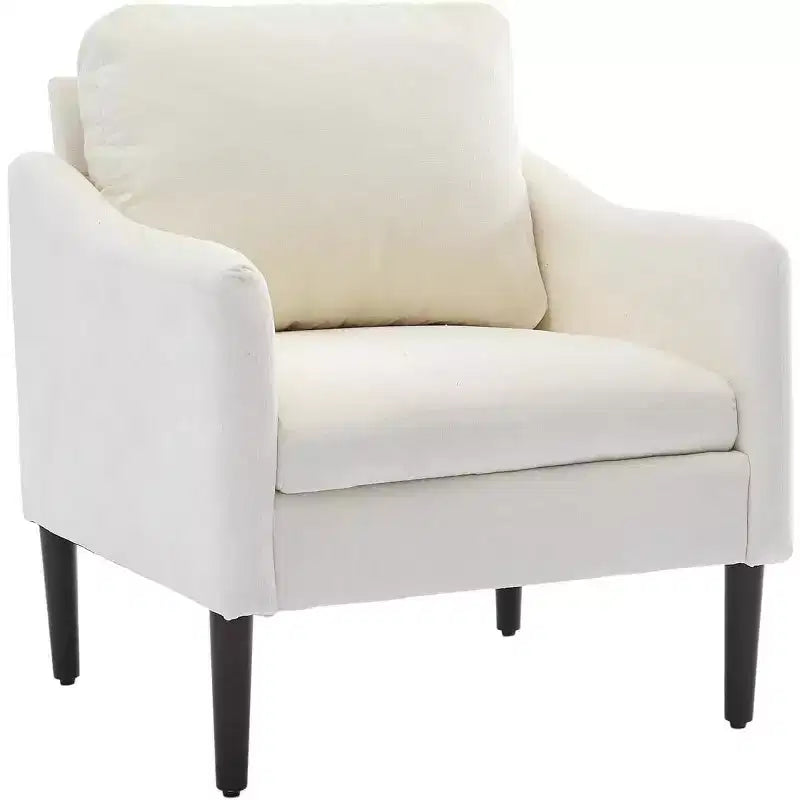Mid-Century Modern Accent Chair, Chenille Fabric Armchair with Curved Arms, Upholstered Reading Chair, Cloud Sofa Chair for Living Room, 4 Colors