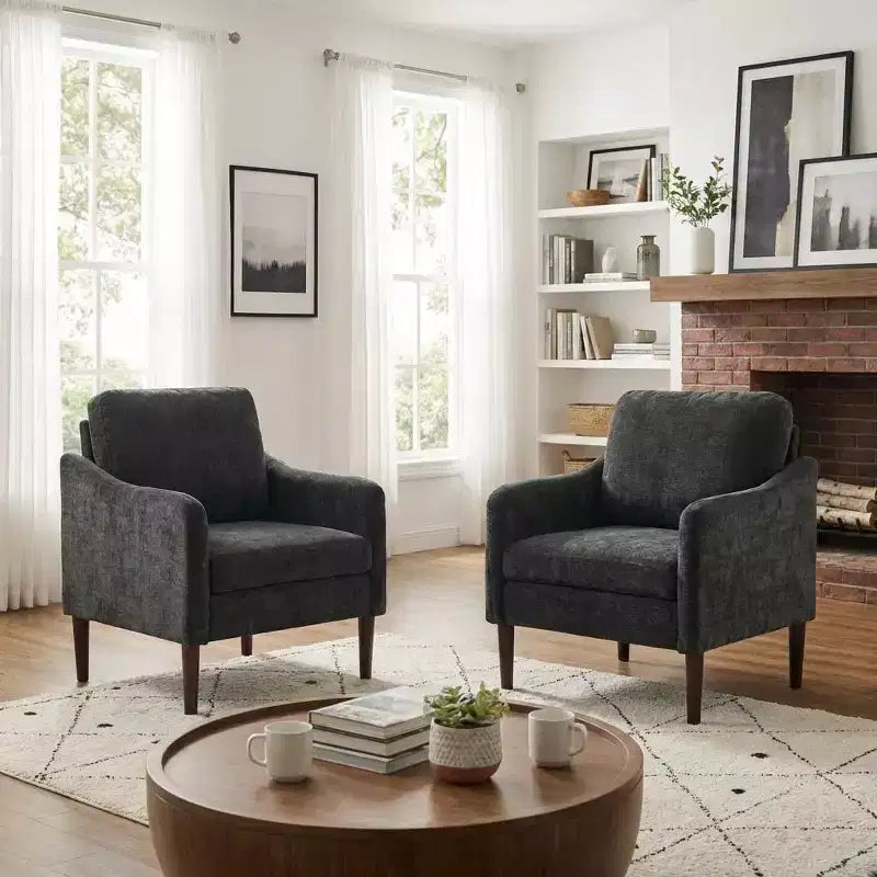 Fauteuil d'appoint moderne du milieu du siècle, fauteuil en tissu chenille avec accoudoirs incurvés, fauteuil de lecture rembourré, fauteuil canapé nuage pour salon, 4 couleurs