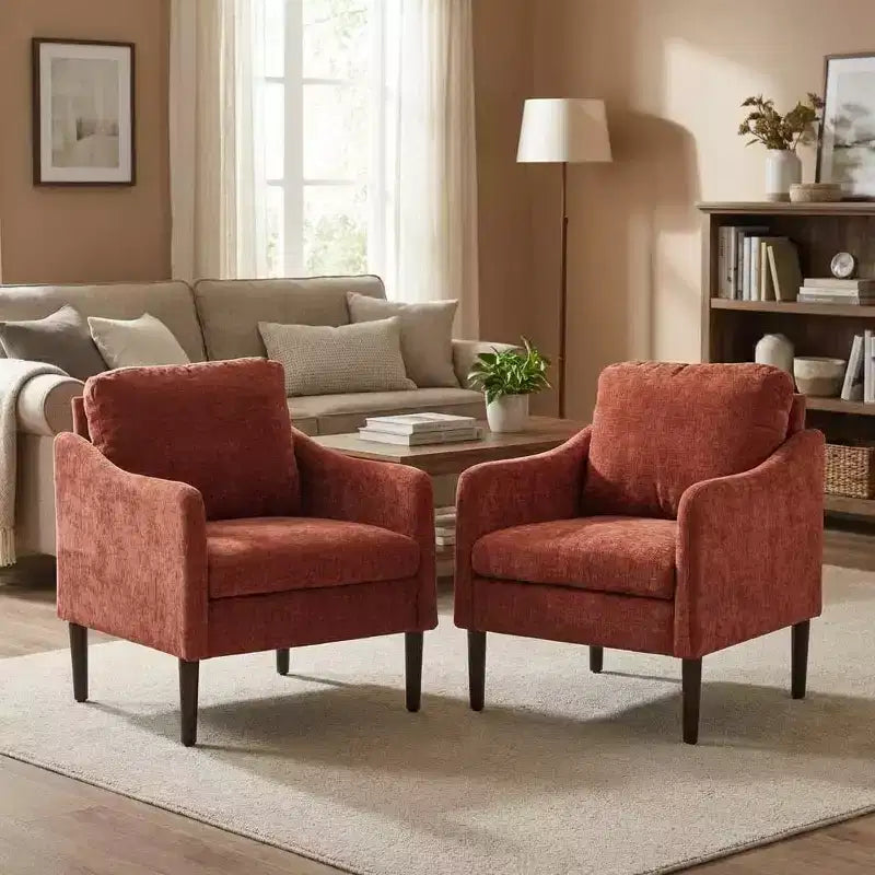 Fauteuil d'appoint moderne du milieu du siècle, fauteuil en tissu chenille avec accoudoirs incurvés, fauteuil de lecture rembourré, fauteuil canapé nuage pour salon, 4 couleurs