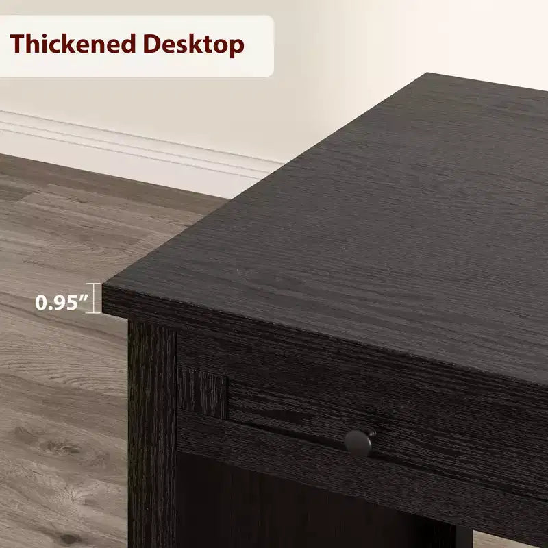 Bureau d'ordinateur de 53,5 po style ferme avec station de recharge et classeur, poste de travail de direction rustique en bois avec tiroirs de rangement pour bureau à domicile