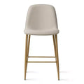 Modern Counter Height Bar Stool with Back, 25.5 Seat Height Upholstered Armless Kitchen Island Stool with Natural Finish Metal Legs-Panipeachy