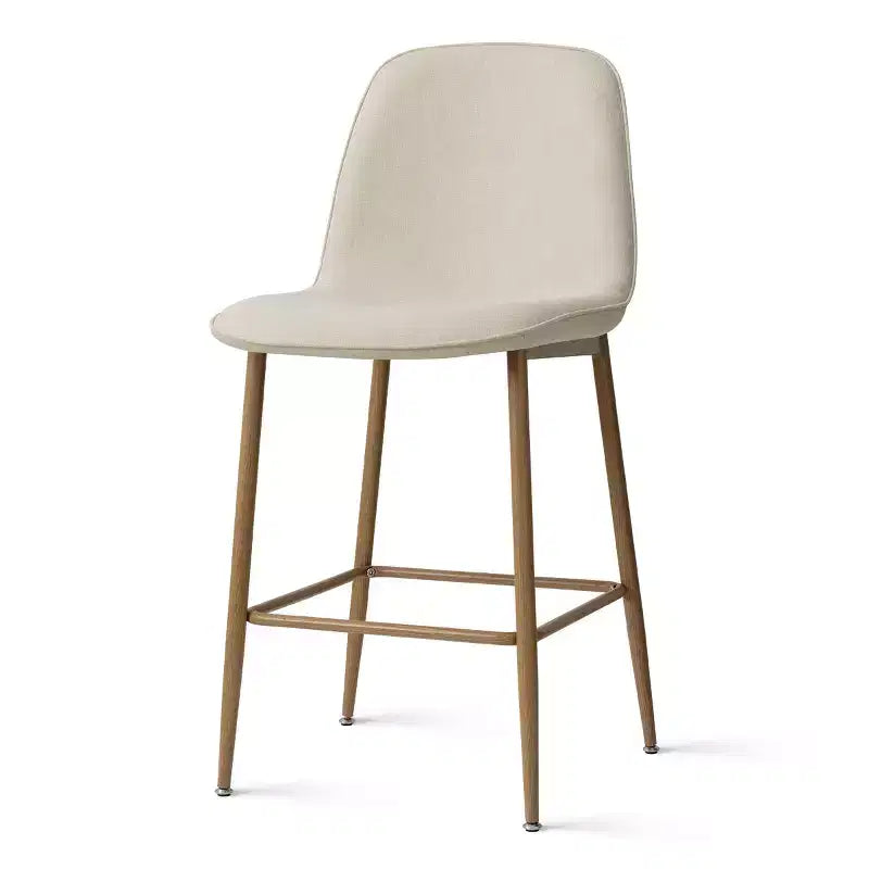 Tabouret de bar moderne à hauteur de comptoir avec dossier, tabouret de cuisine sans accoudoirs de 64,7 cm de hauteur d'assise avec pieds en métal finition naturelle