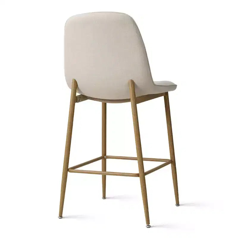 Tabouret de bar moderne à hauteur de comptoir avec dossier, tabouret de cuisine sans accoudoirs de 64,7 cm de hauteur d'assise avec pieds en métal finition naturelle