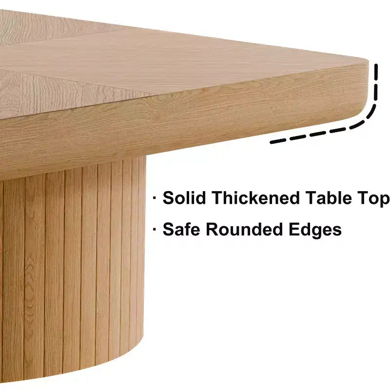 Table basse carrée pour salon, plateau en placage de bois à motif parquet, bois naturel