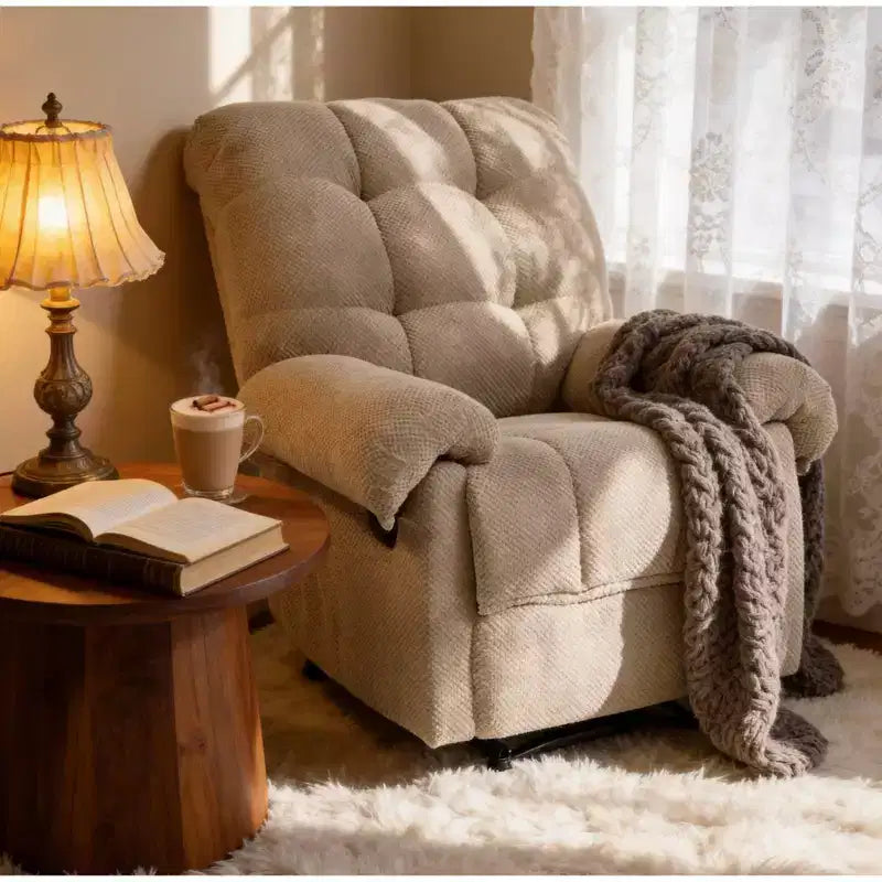 Fauteuil inclinable moderne rembourré en tissu surdimensionné
