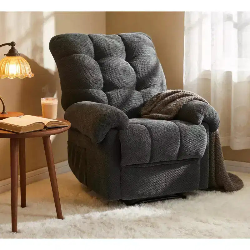 Fauteuil inclinable moderne rembourré en tissu surdimensionné