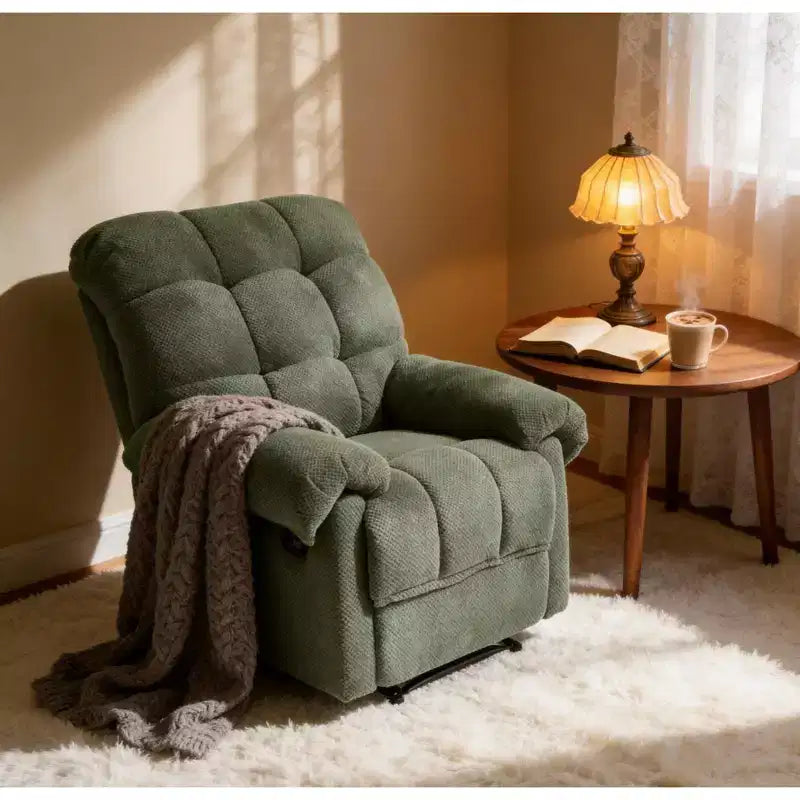 Fauteuil inclinable moderne rembourré en tissu surdimensionné