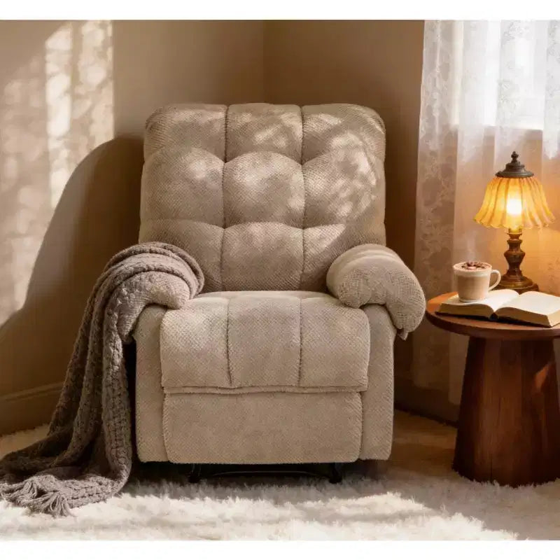 Fauteuil inclinable moderne rembourré en tissu surdimensionné