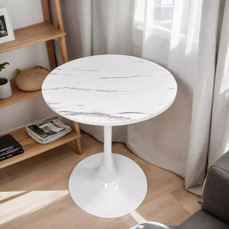 Fun little toys brand Marble Texture Round Table, Dining Table, Modern Dining Table, Kitchen Table, MDF Top and Steel Base Tulip Round Kitchen