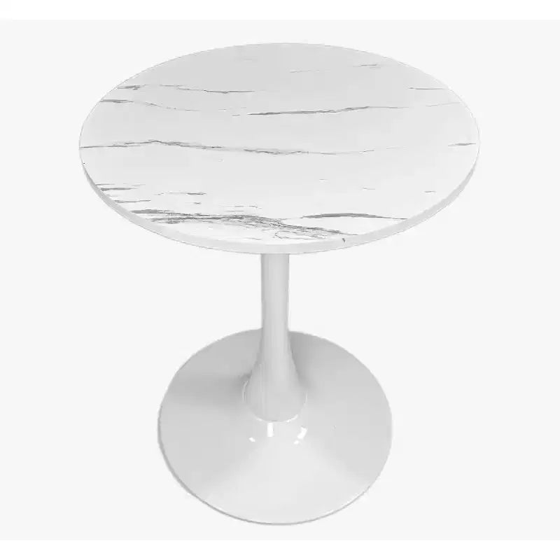Table ronde en marbre, table de salle à manger, table à manger moderne, table de cuisine, plateau en MDF et base en acier tulipe ronde