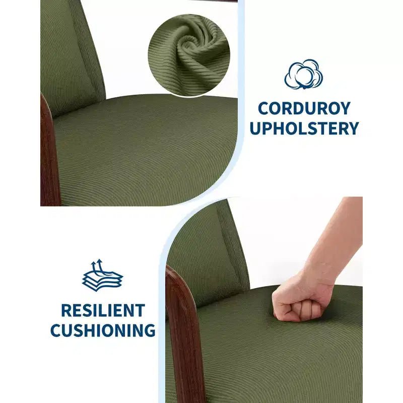Fauteuil d'appoint Mid-Century Modern – Fauteuil en chenille avec coussin lombaire amovible, fauteuil de lecture en bois massif pour salon, chambre à coucher