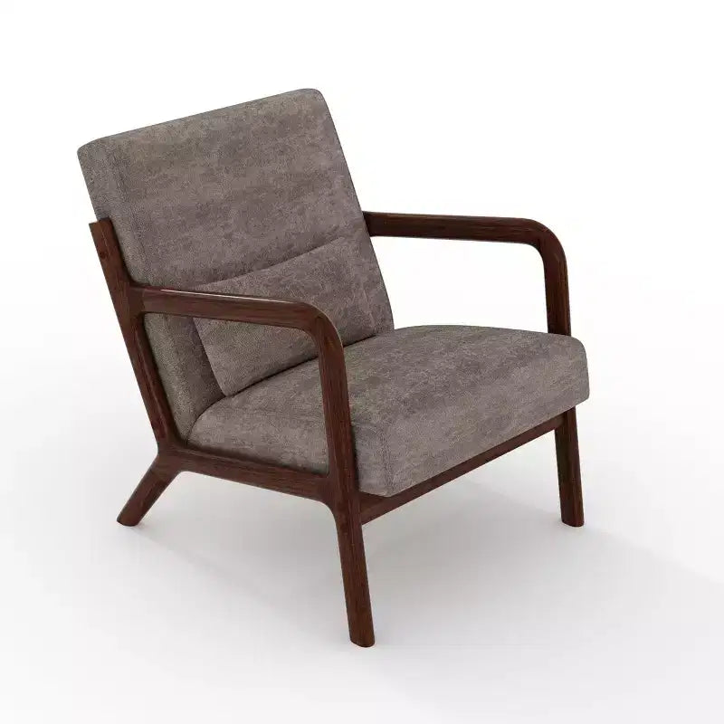 Fauteuil d'appoint Mid-Century Modern – Fauteuil en chenille avec coussin lombaire amovible, fauteuil de lecture en bois massif pour salon, chambre à coucher