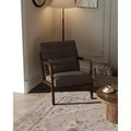 Mid-Century Modern Accent Chair  Chenille Upholstered Armchair with Removable Lumbar Pillow, Solid Wood Reading Chair for Living Room, Bedroom