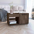 Lyon Dark Walnut Coffee Table, Single Door Cabinet One Open Shelf Ample Surface Display Table for Living Room