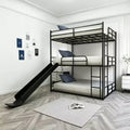 Luxystar Full Size Metal Loft Bed with Slide and Ladder for Kids' Room, Black