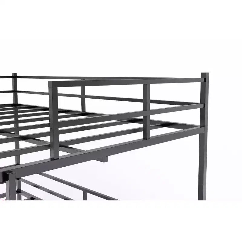Lit mezzanine en métal pleine grandeur avec toboggan et échelle pour chambre d'enfants, noir