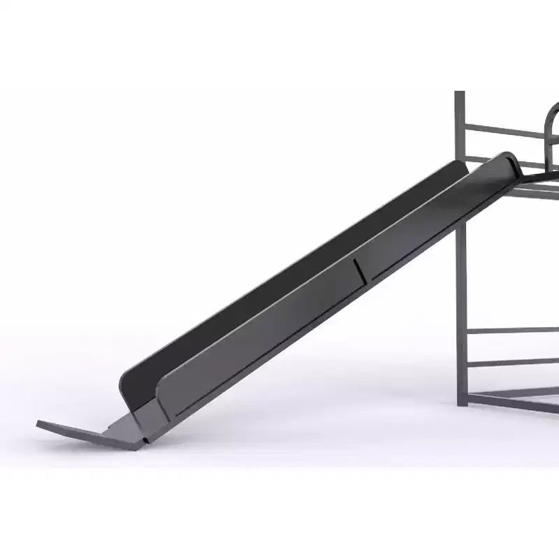 Lit mezzanine en métal pleine grandeur avec toboggan et échelle pour chambre d'enfants, noir