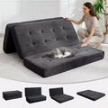 Canapé-lit matelas pliable en trois de 6 pouces, lit d'appoint pliable en mousse de 75x54,3 avec velours côtelé capitonné, portable pour le camping, le salon, la chambre à coucher