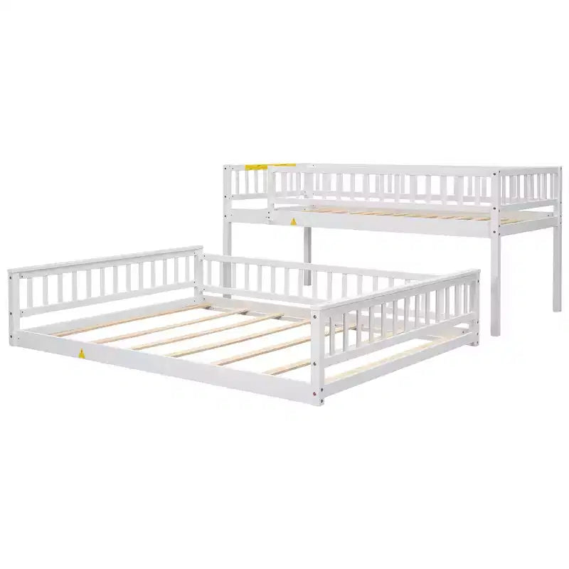 Lit en bois Twin XL avec garde-corps, échelle, assemblage facile